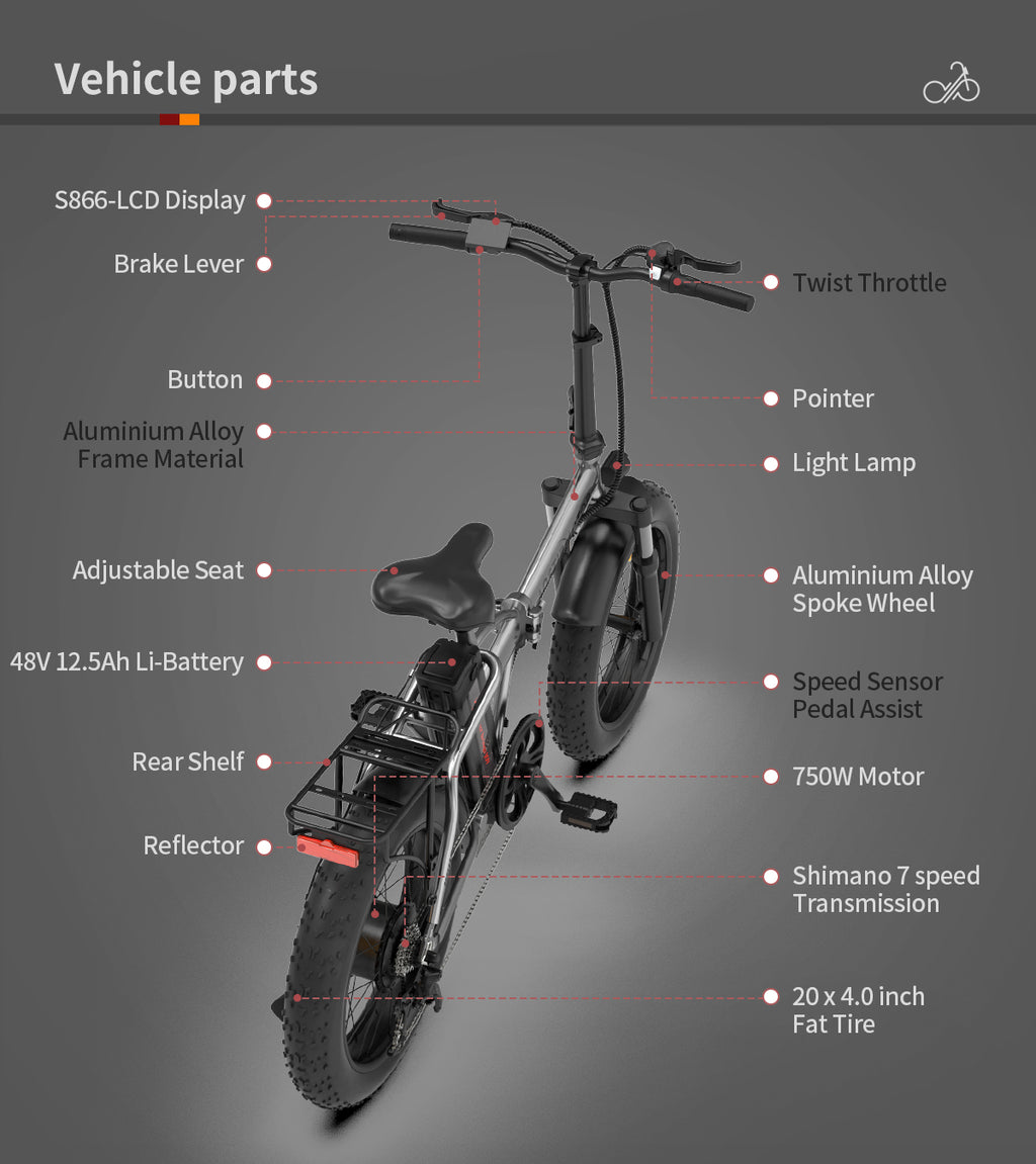 Foldable 20×4.0" Fat Tire Electric Bike