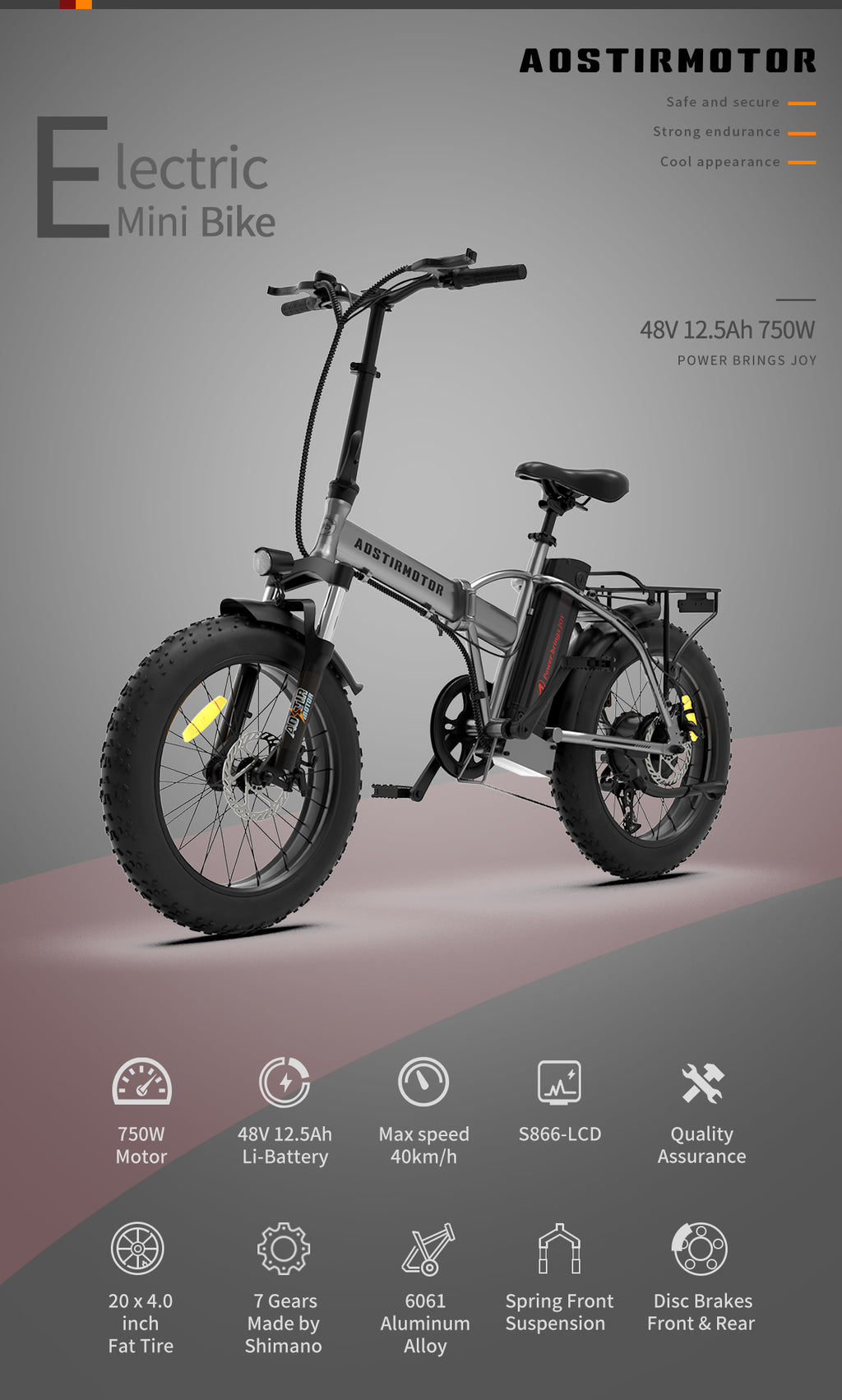 Foldable 20×4.0" Fat Tire Electric Bike